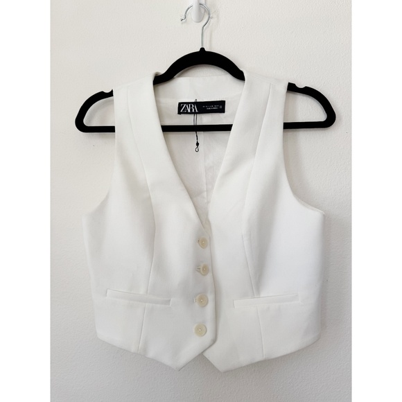 NEW Zara Tailored Vest with Buttons Waistcoat White XS - Picture 3 of 7